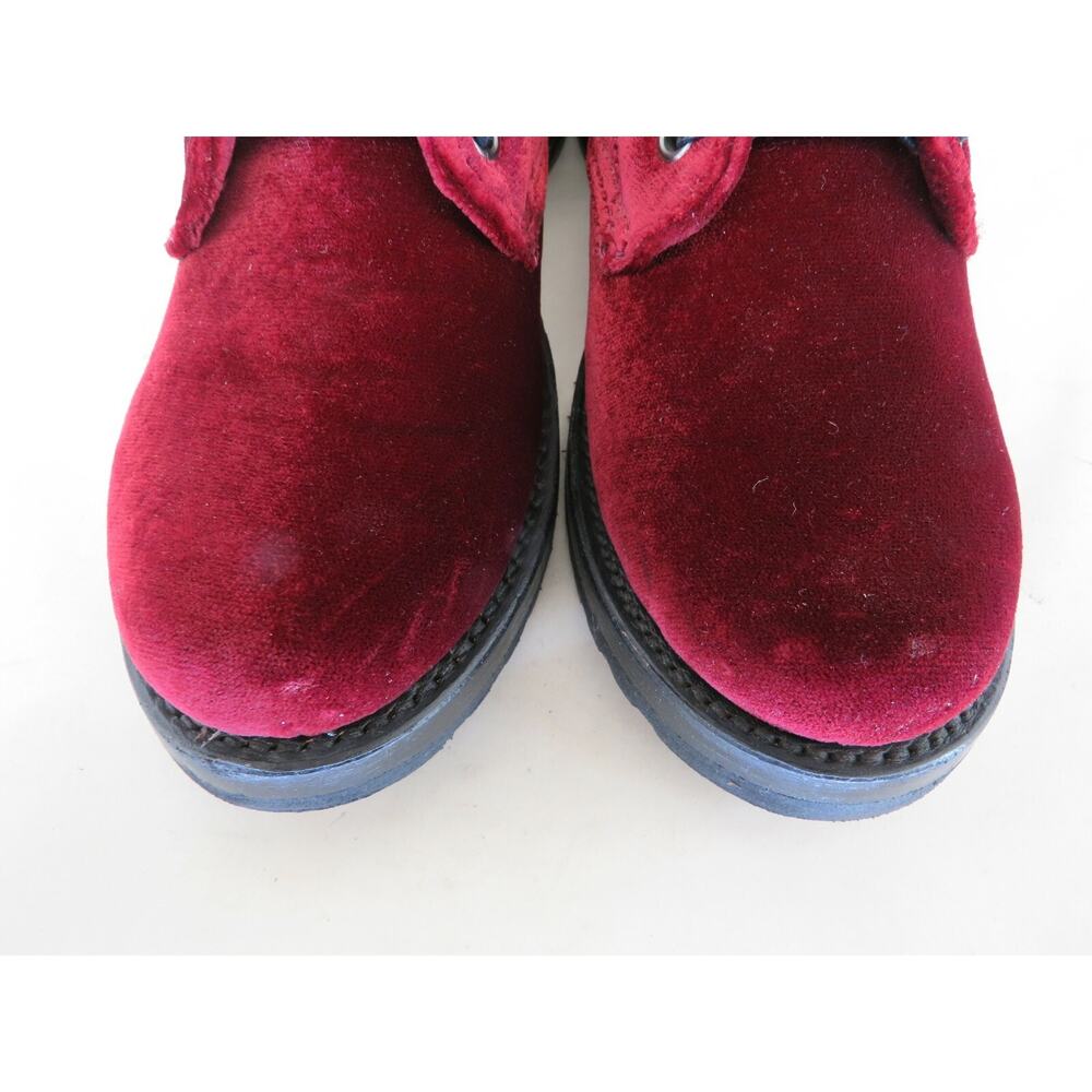 FRYE Red Velvet Combat 6.5" Ankle Boots Bootie Womens Size 6 B - Picture 6 of 11